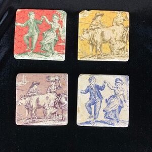 4 Screeencraft Tileworks 4 inch Coasters French Country Toile Prints Shabby